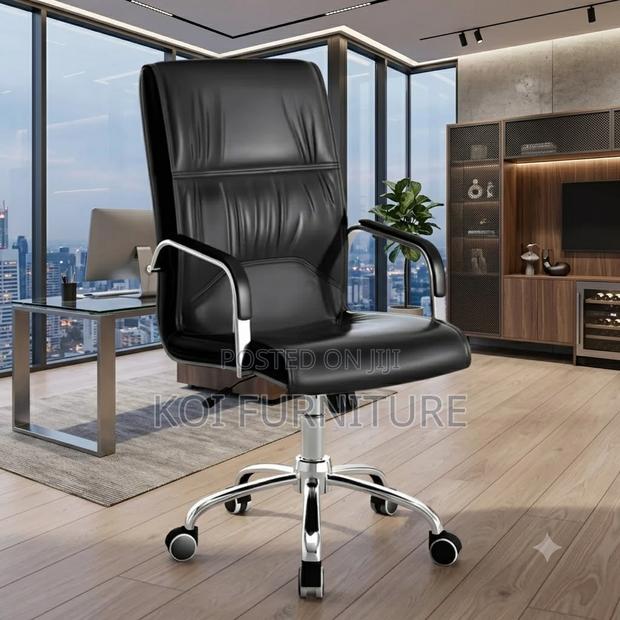 Office Chairs; Leather High Back Executive Office Chairs - thumbnail 3