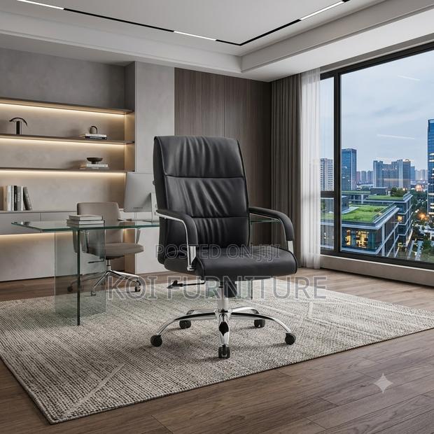Office Chairs; Leather High Back Executive Office Chairs - thumbnail 4