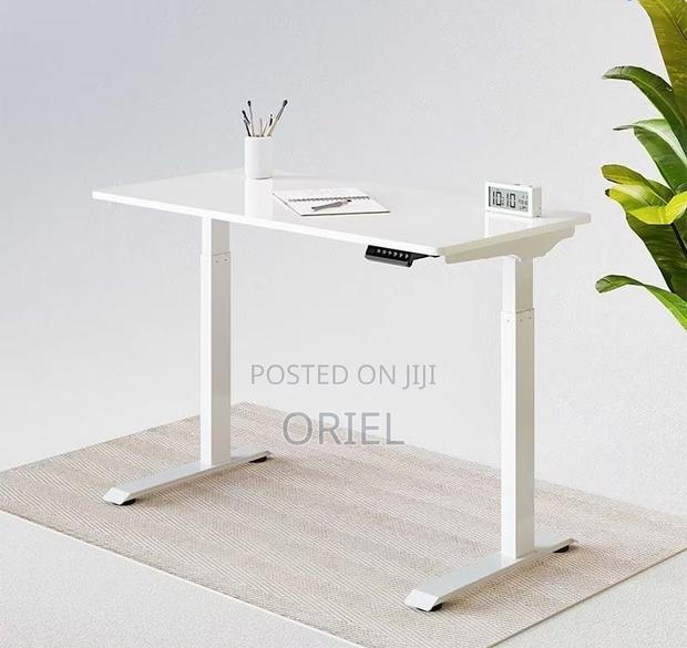Office Desk :White 120cm Electric Height Adjustable Sit-Stand Desk