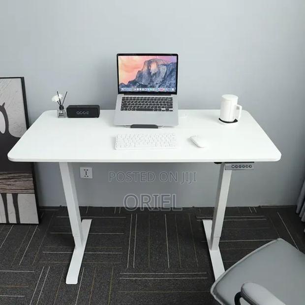 Office Desk :White 120cm Electric Height Adjustable Sit-Stand Desk - thumbnail 2