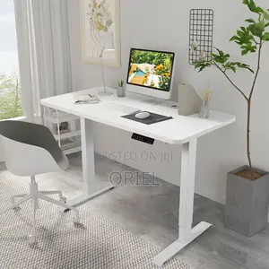 Office Desk :White 120cm Electric Height Adjustable Sit-Stand Desk