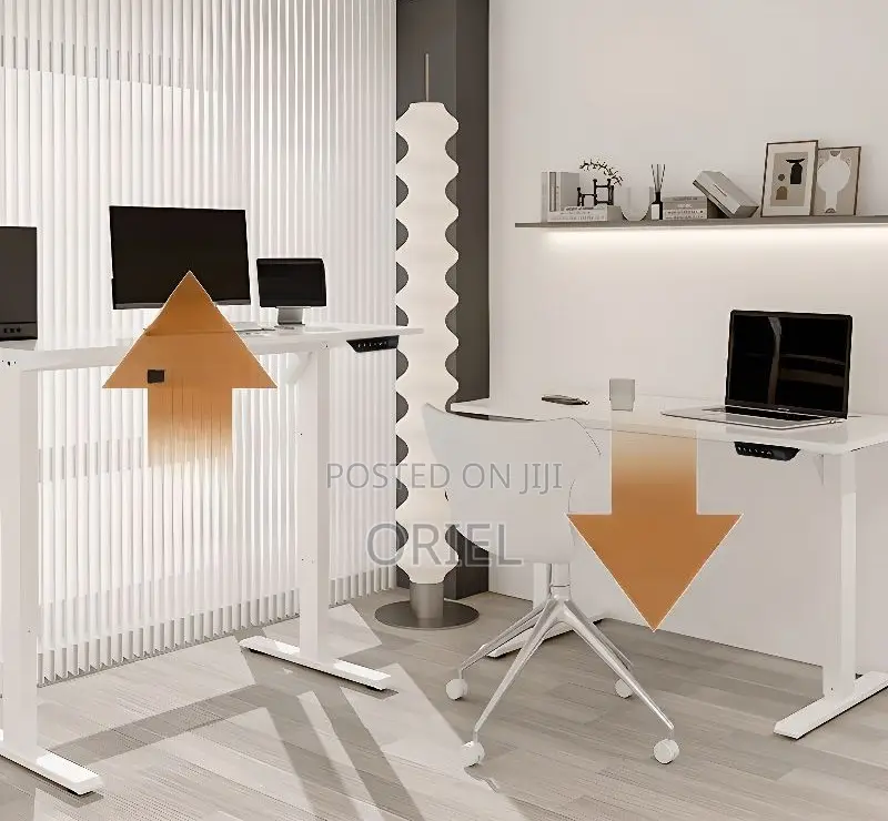 Office Desk :White 120cm Electric Height Adjustable Sit-Stand Desk