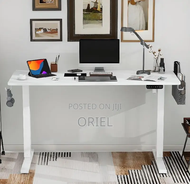 Office Desk :White 120cm Electric Height Adjustable Sit-Stand Desk