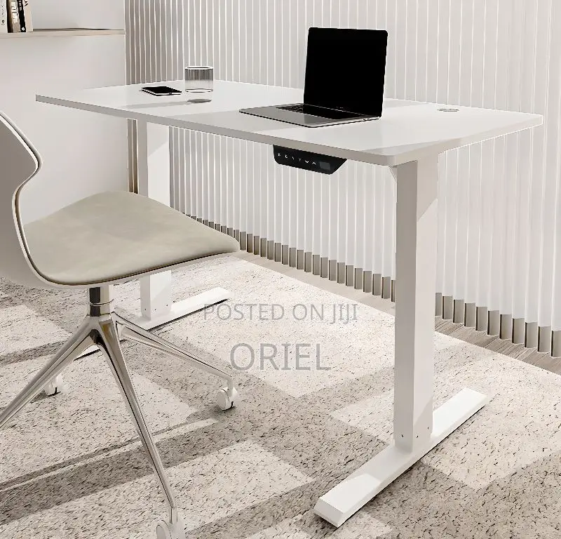 Office Desk :White 120cm Electric Height Adjustable Sit-Stand Desk