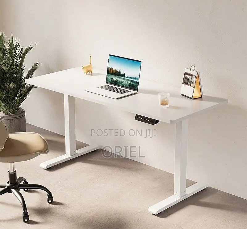 Office Desk :White 120cm Electric Height Adjustable Sit-Stand Desk