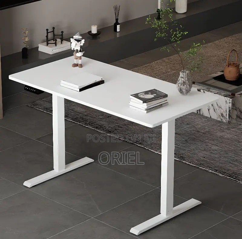 Office Desk :White 120cm Electric Height Adjustable Sit-Stand Desk
