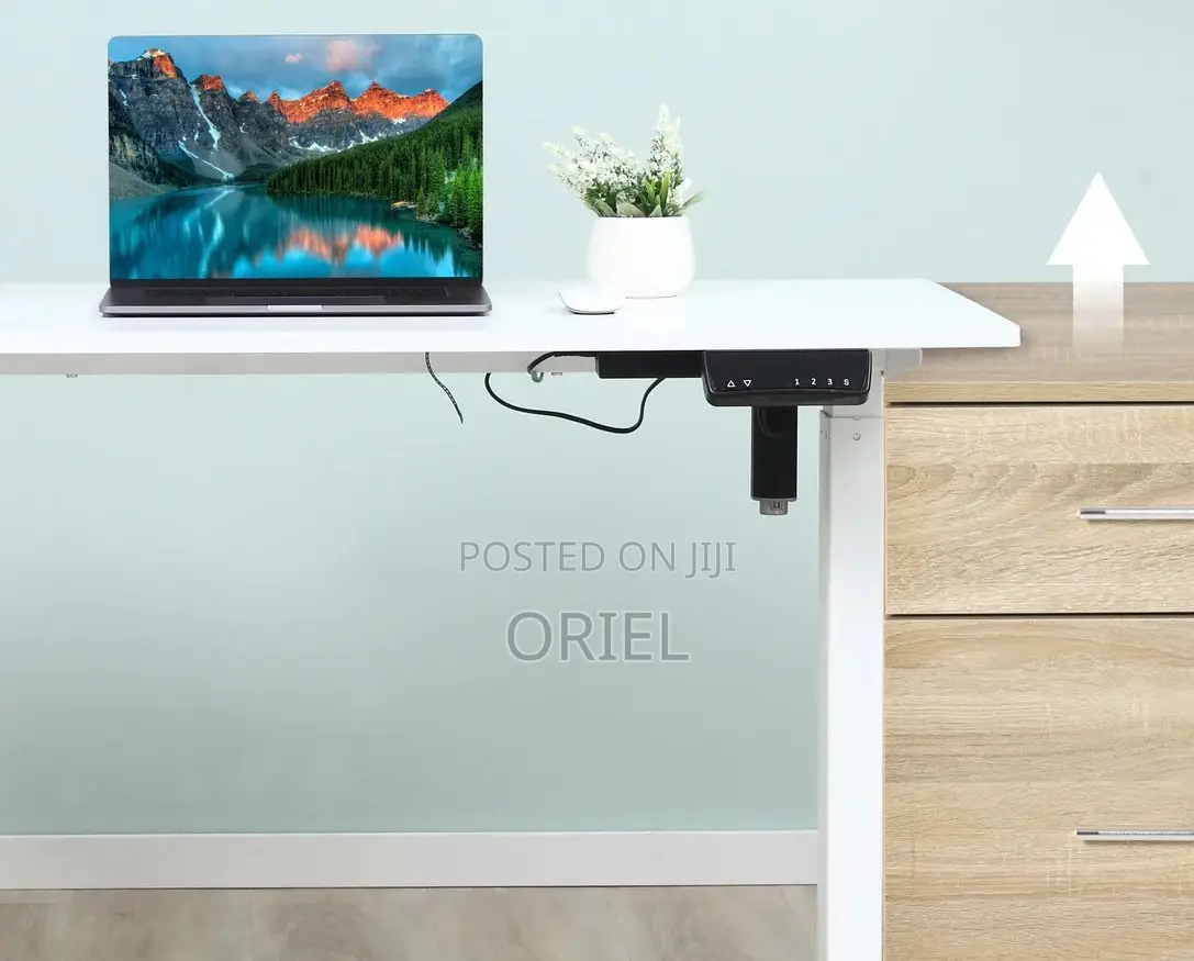Office Desk :White 120cm Electric Height Adjustable Sit-Stand Desk