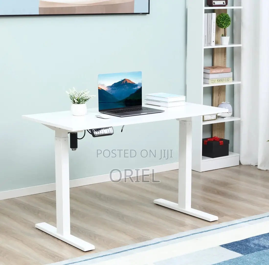 Office Desk :White 120cm Electric Height Adjustable Sit-Stand Desk