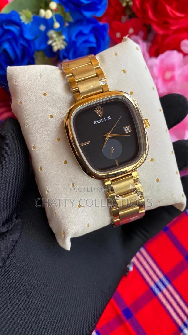 Black and Gold Rolex Oval Shape Ladies Watches - main view