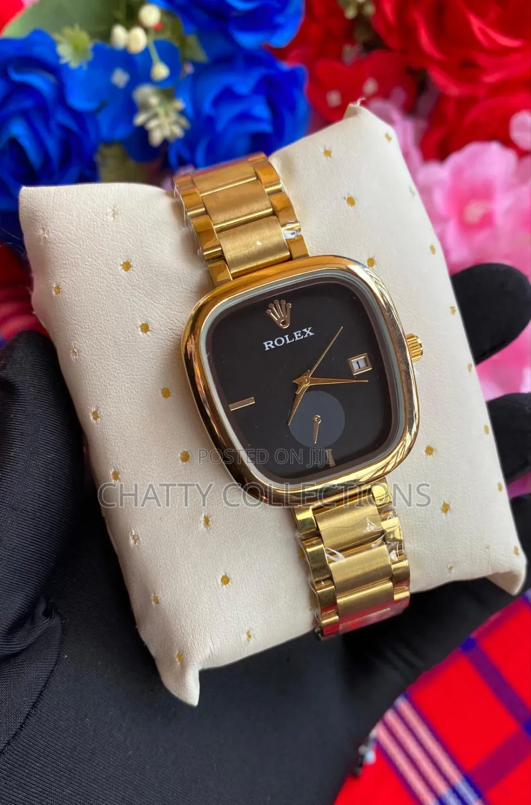 Black and Gold Rolex Oval Shape Ladies Watches