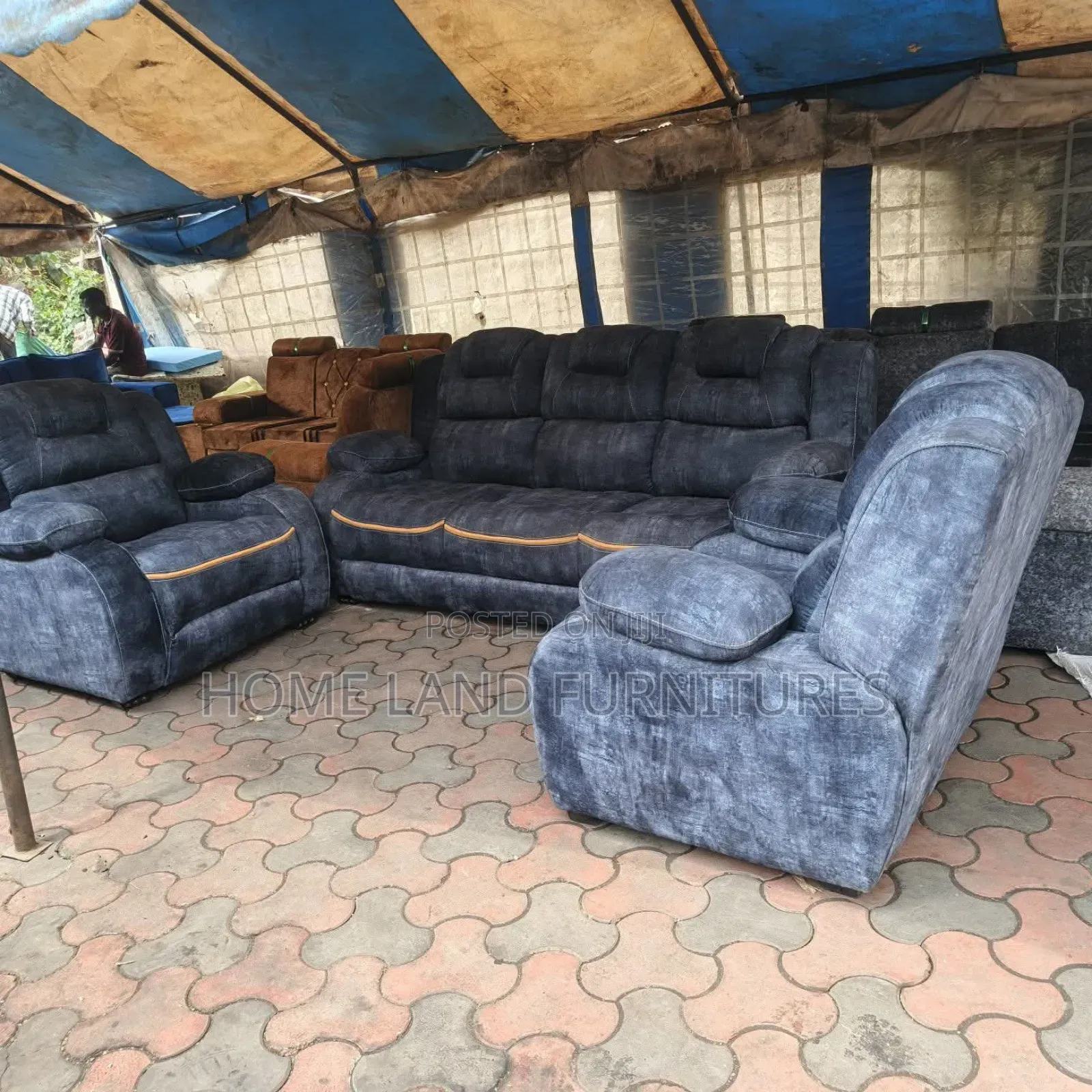 Light Blue 5- Seater Sofa Set