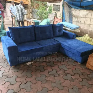Blue L-Shaped 4 Seater Sofa