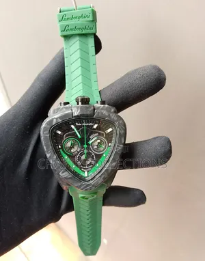 Green and Black Lamborghini Gents Watches With Rubber Straps
