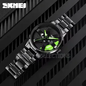 Black and Green Skmei Men Wheel Watch