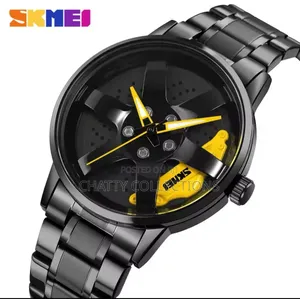 Black and Yellow Skmei Men Wheel Watch