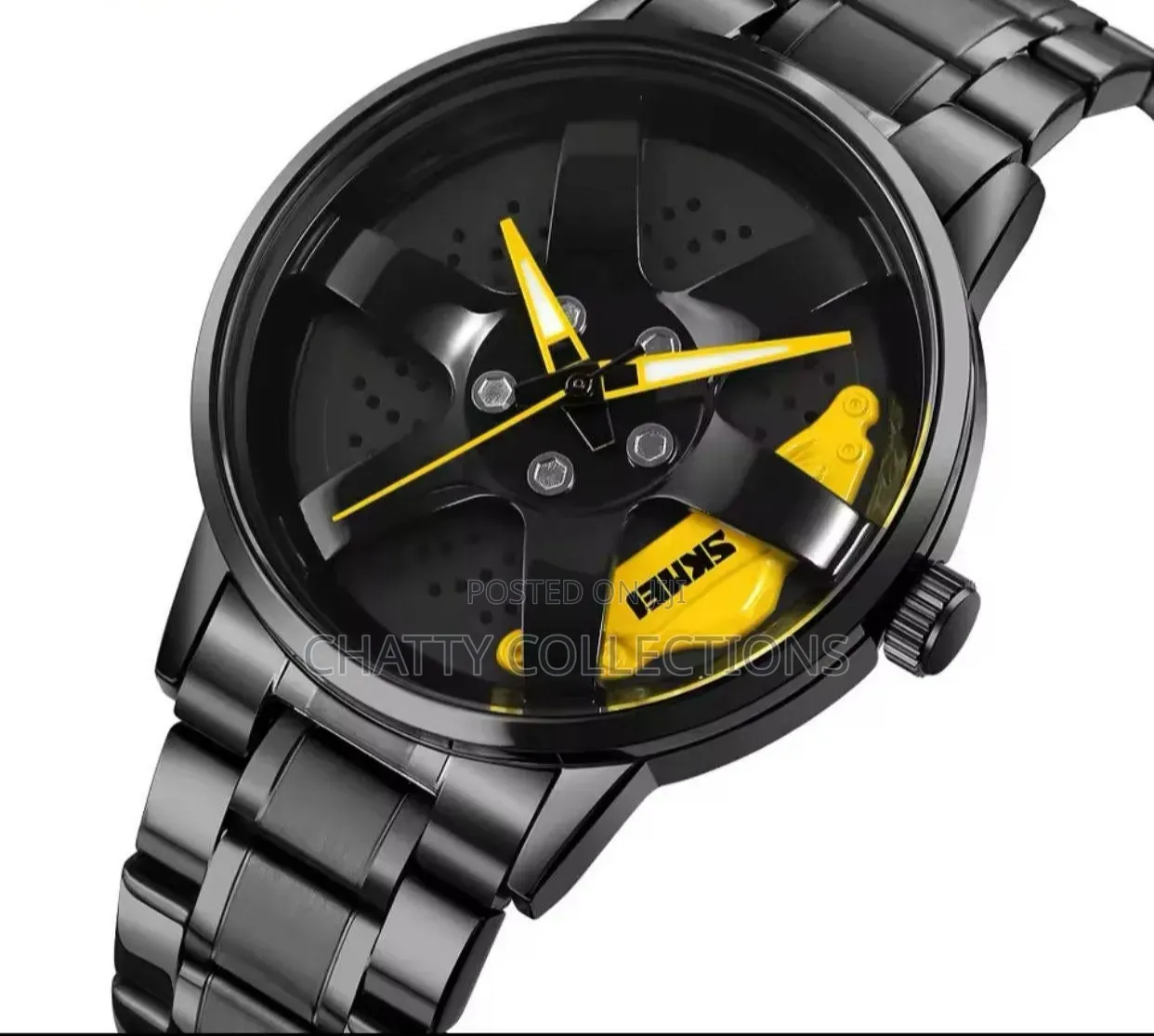 Black and Yellow Skmei Men Wheel Watch