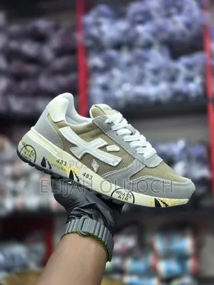 Premiata Mick Sneakers Featuring a Grey and Beige