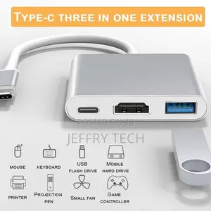 Type-C to HDTV 3-in-1 Adapter (Usb-C to Hdmi + Usb 3.0 + Type-C Pd Cha