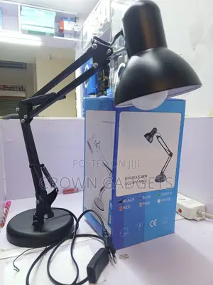 Black Swing Arm Desk Light With Heavy Duty Metal Base