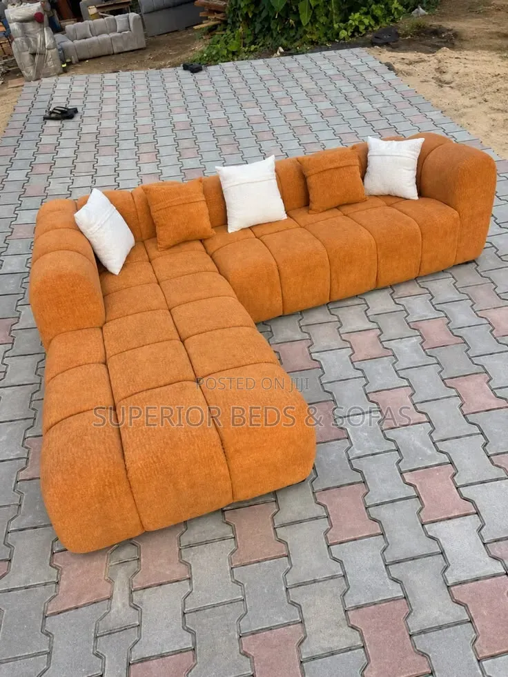 5-Seater Burnt Orange Sofa: Free Delivery