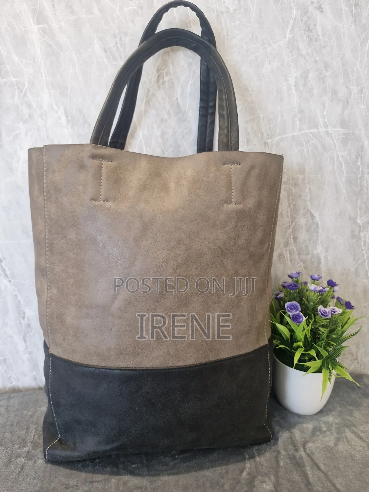 Grey and Black Tote Bag