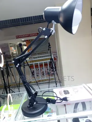 Black Study Desk Lamp With Adjustable Arm and Stable Base