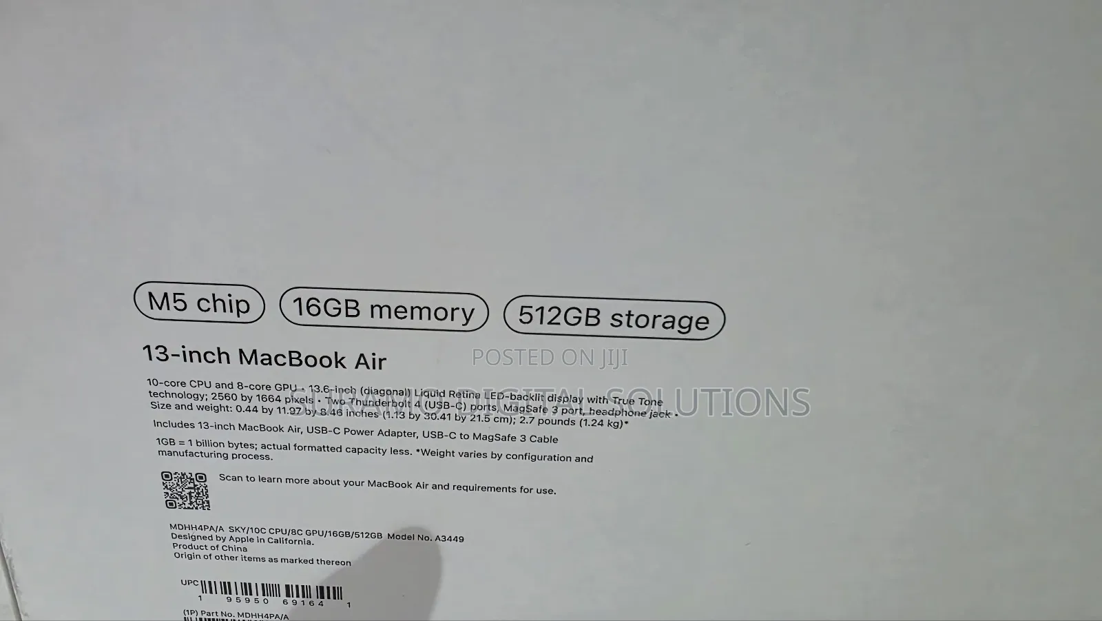 New Laptop Apple MacBook Air 2026 M5 16GB Apple M5 SSD 512GB