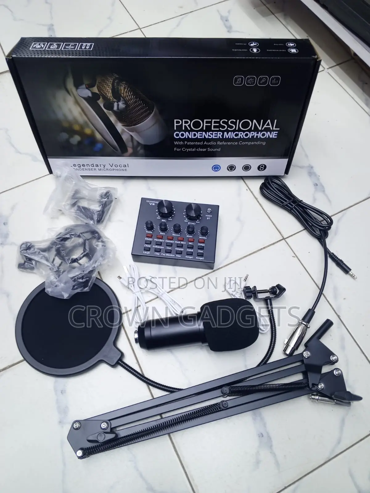 Bm800 Condenser Microphone With V8 Sound Card Recording Kit