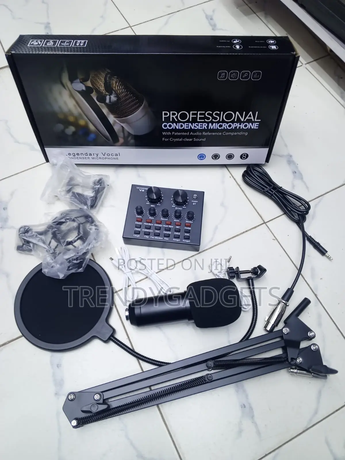 Bm800 Condenser Microphone With V8 Sound Card Recording Kit