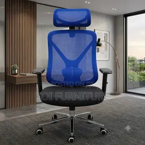 Office Chairs; High Ergonomic Chair With Blue Backrest