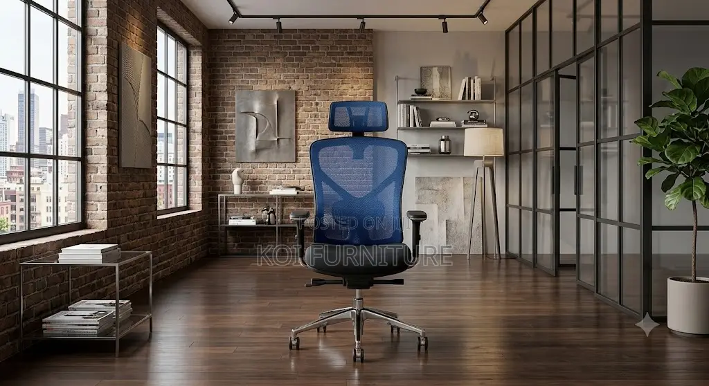 Office Chairs; High Ergonomic Chair With Blue Backrest