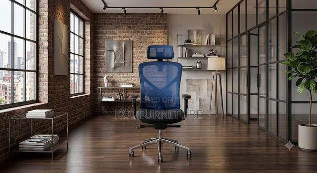Office Chairs; High Ergonomic Chair With Blue Backrest - thumbnail 4