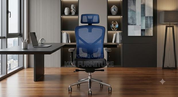 Office Chairs; High Ergonomic Chair With Blue Backrest - thumbnail 3