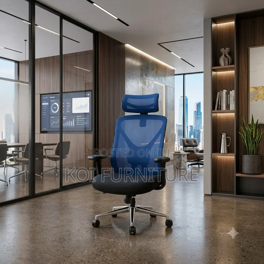 Office Chairs; High Ergonomic Chair With Blue Backrest