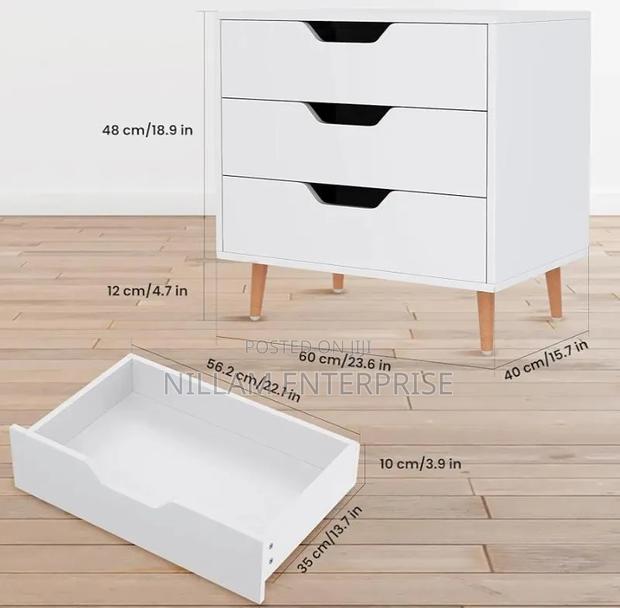 Wooden Bedside 3 Drawers Chest* - thumbnail 3