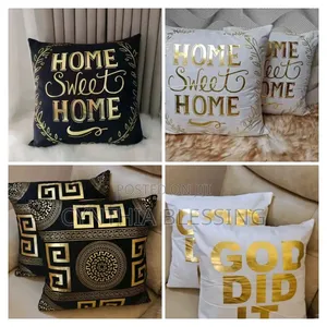 Gold Print Throw Pillow Covers