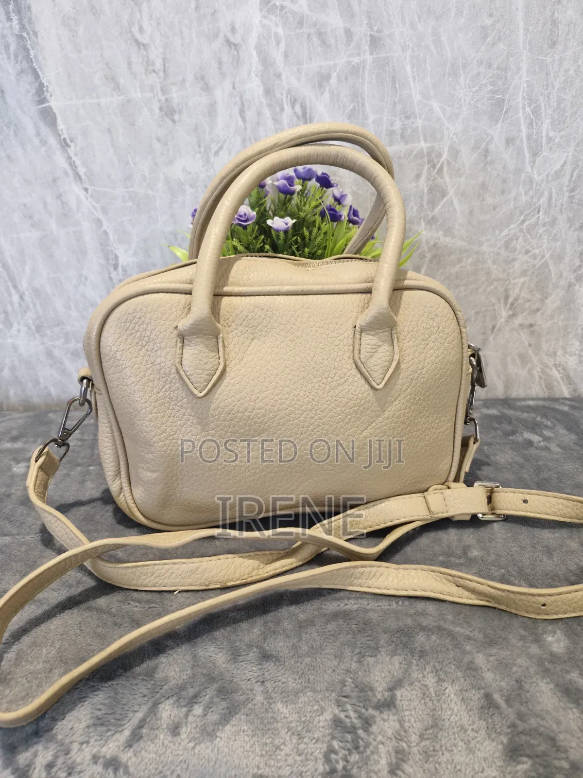 Beige and Brown Sling Bag