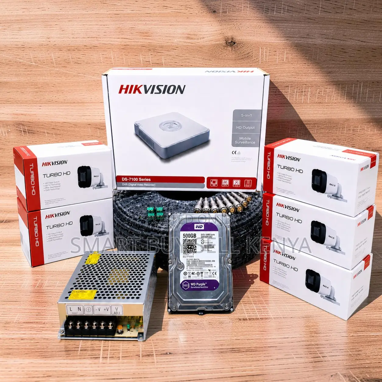 Plug and Play 5 Hikvision 1080p Hd CCTV Cameras Complete System Kit