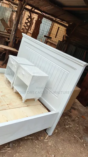 Wooden Bed 5-6, With Bedside Drawers.
