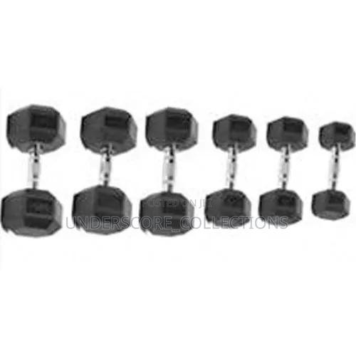 Black Rubber Hex Dumbbells