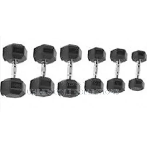 Black Rubber Hex Dumbbells