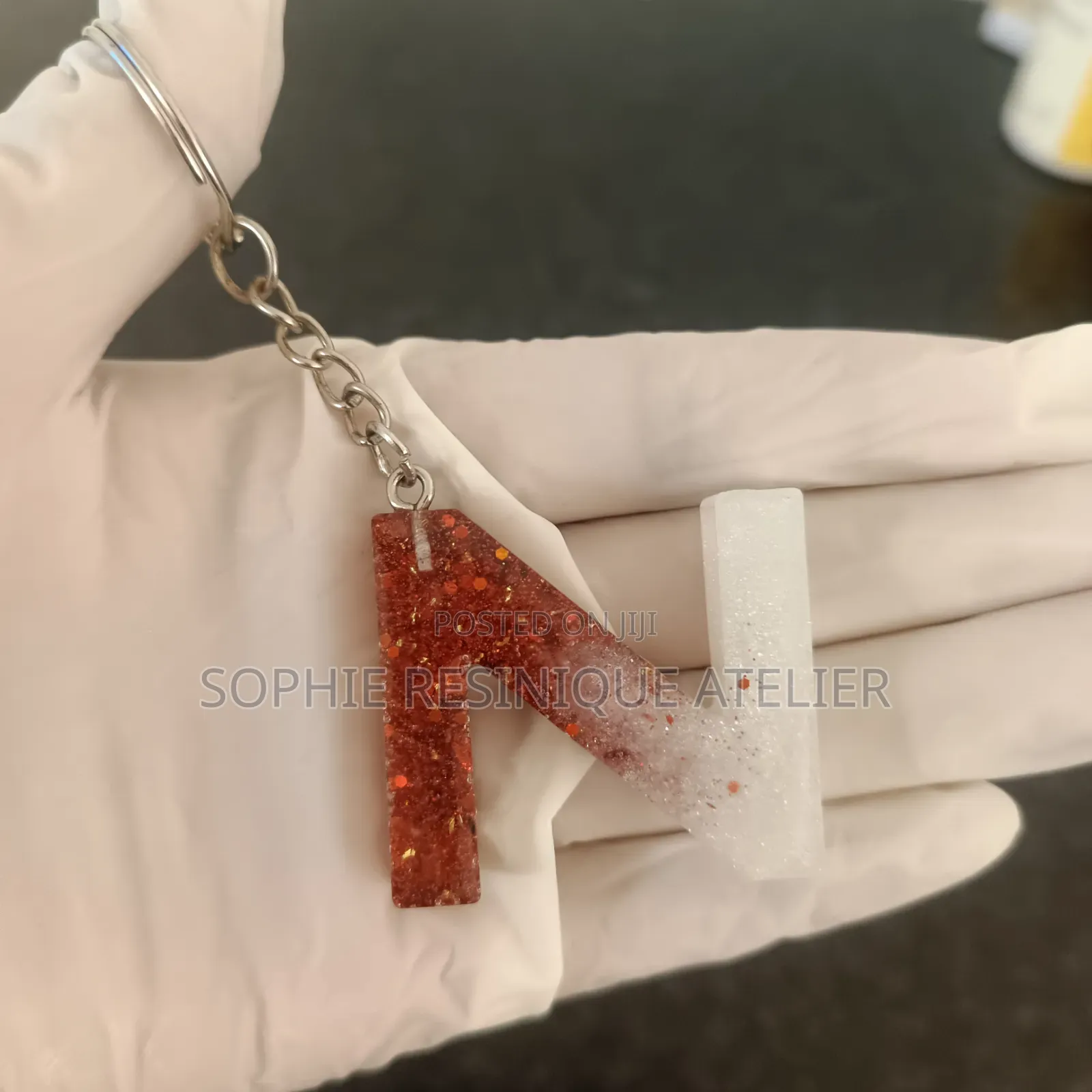 Handmade Resin Alphabet Keychain