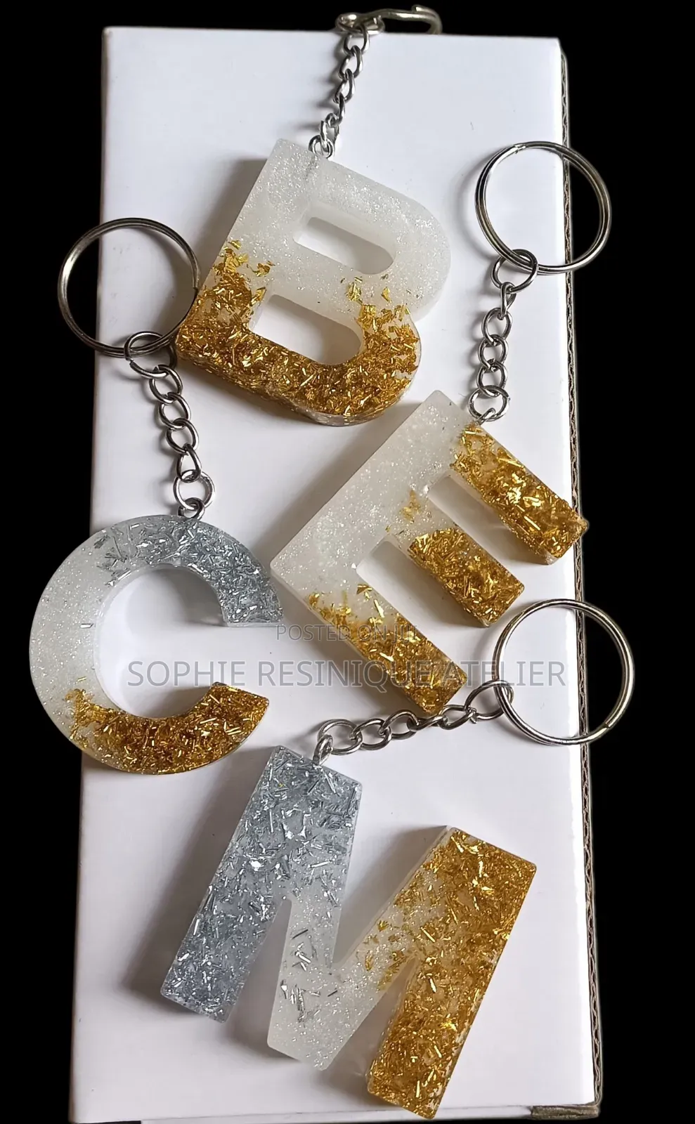 Handmade Resin Alphabet Keychain