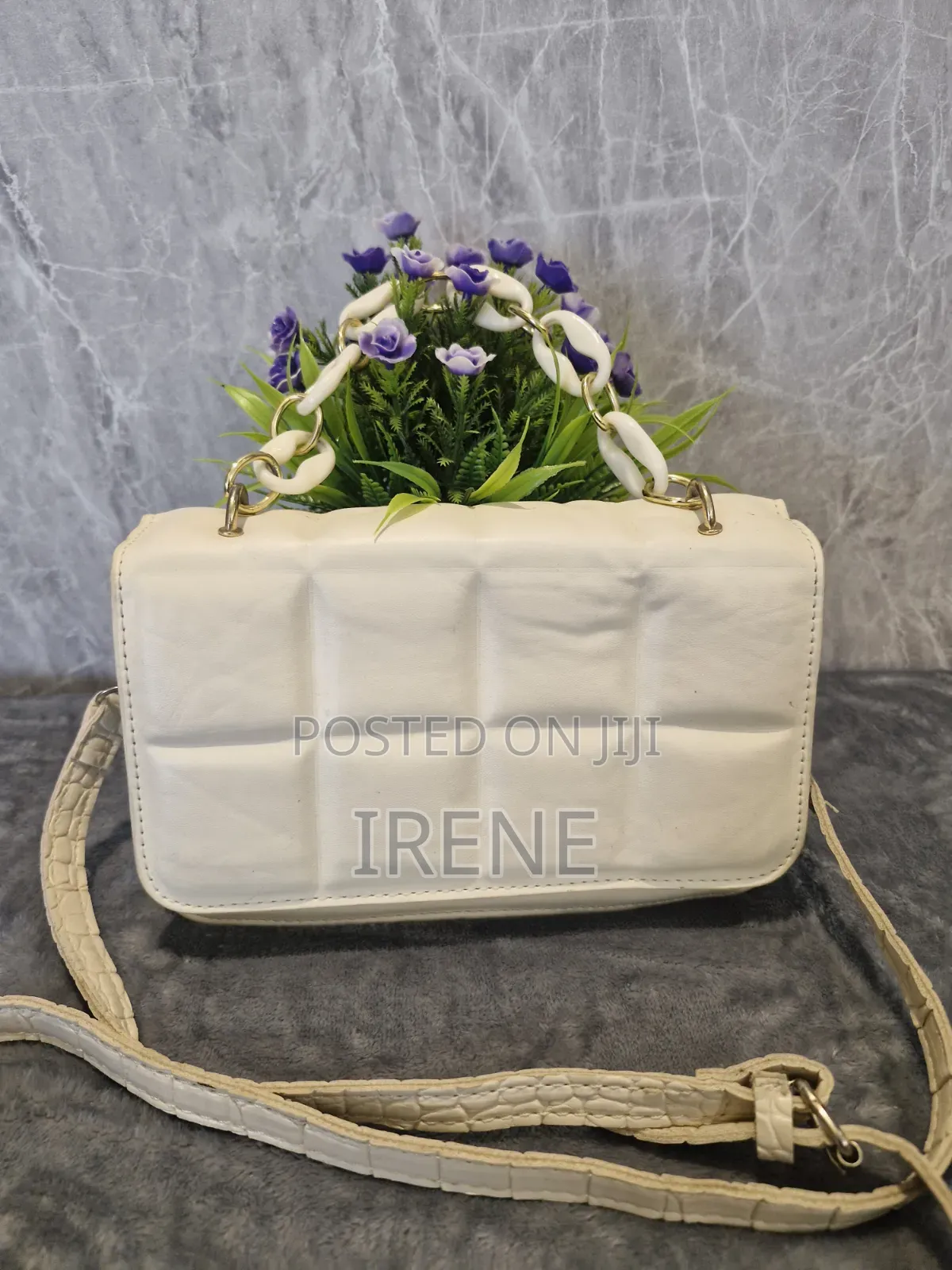 Gold And White Sling Bag