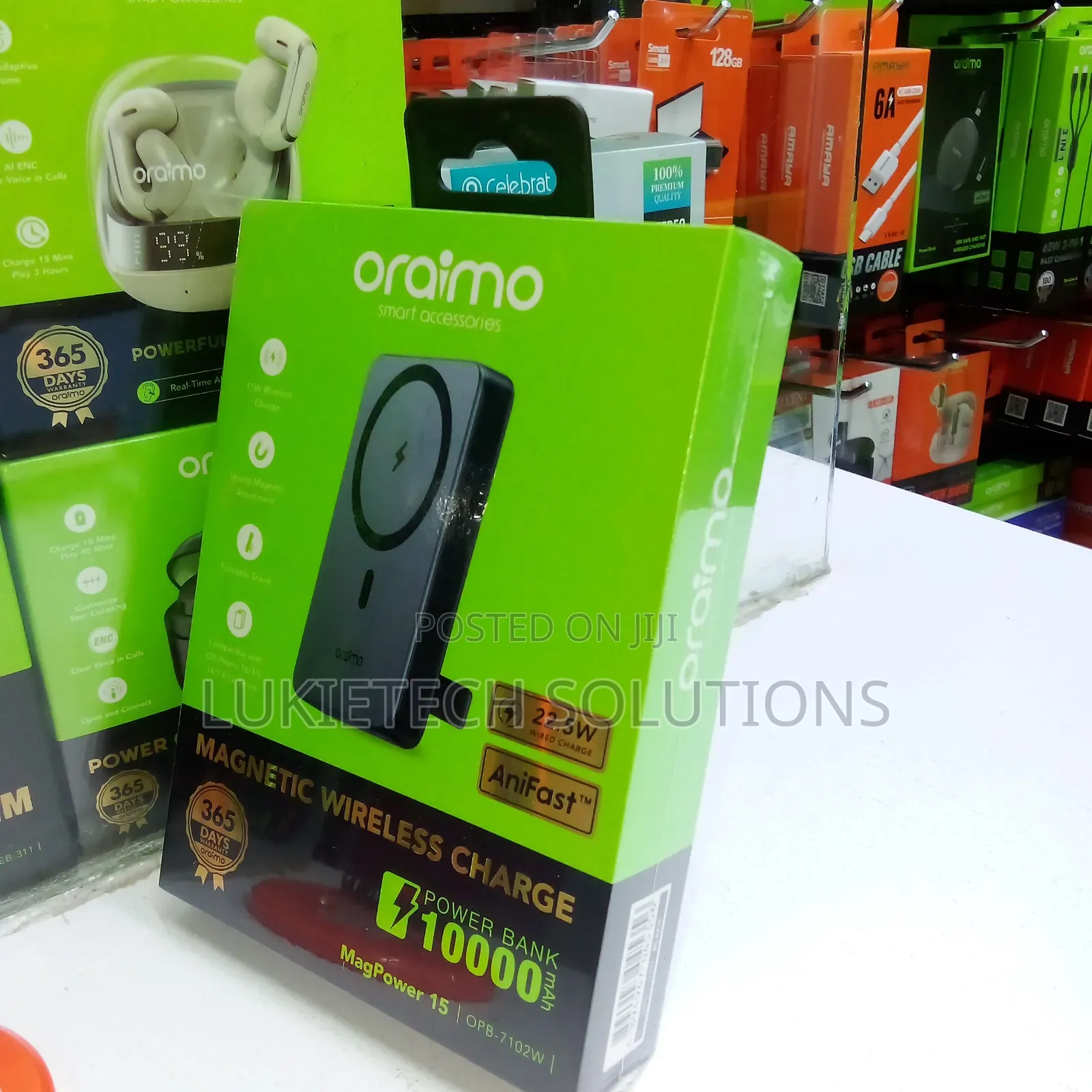 Oraimo Wireless Powerbank 10000 Mah With Foldable Stand 22.5 Watts