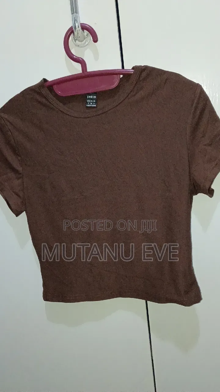 Brown Cropped Shirt. Never Worn, Good Material