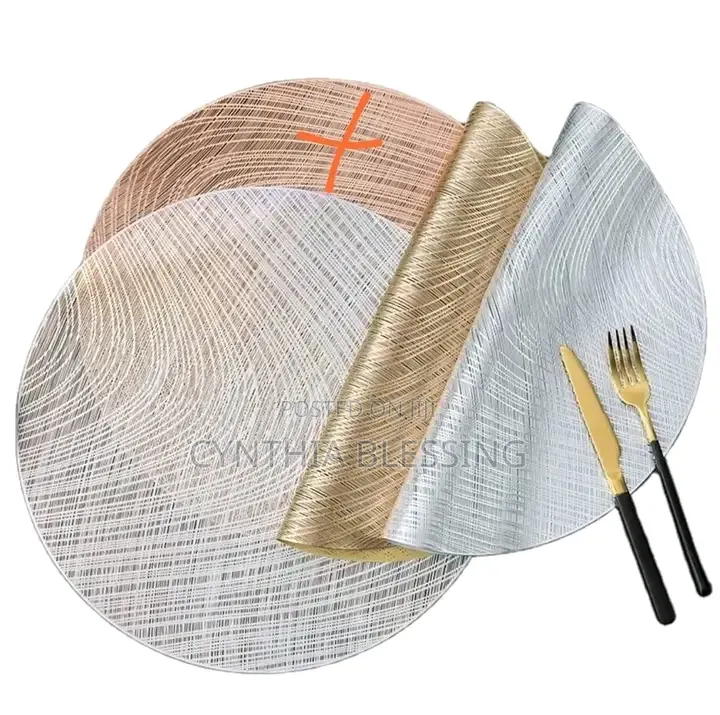 6pcs PVC Non-Woven Round Table Mats