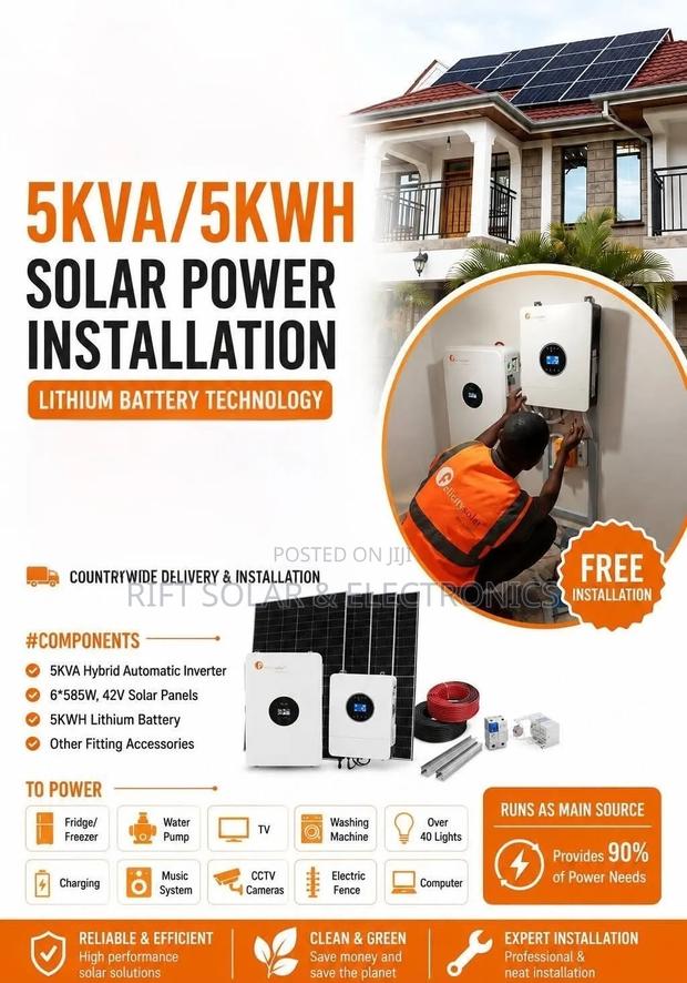 5kva Inverter - 5.12kw Lithium - (6)585watts Solar - Free Installation