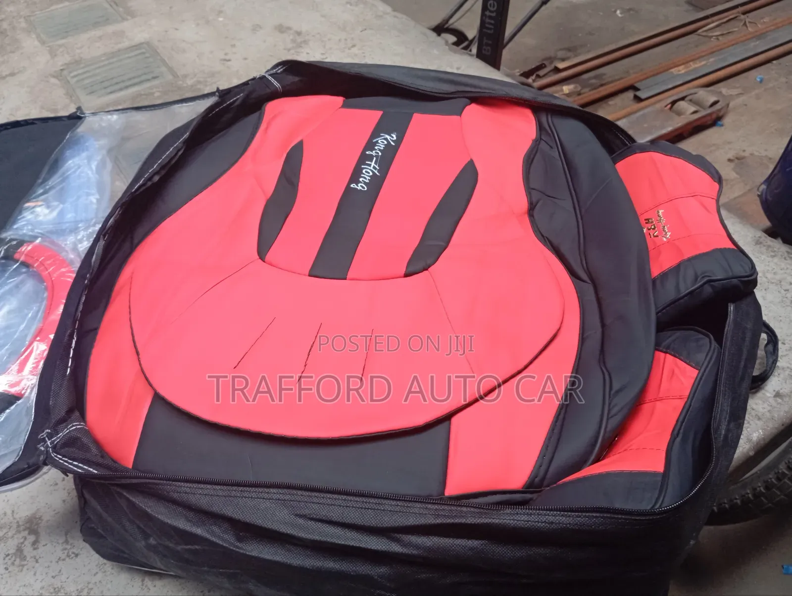 Red Black Leather Car Seat Cover