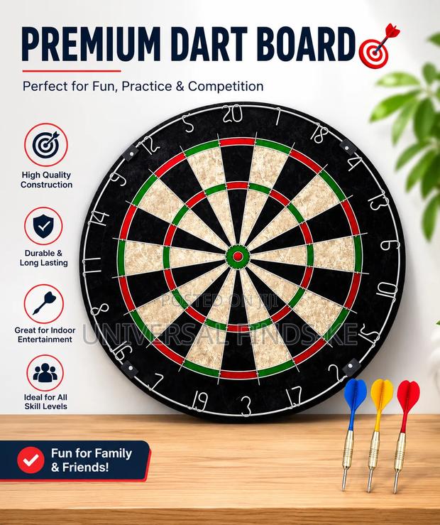 Professional Dartboard Set With 3 Steel Tip Darts – Indoor Game Board